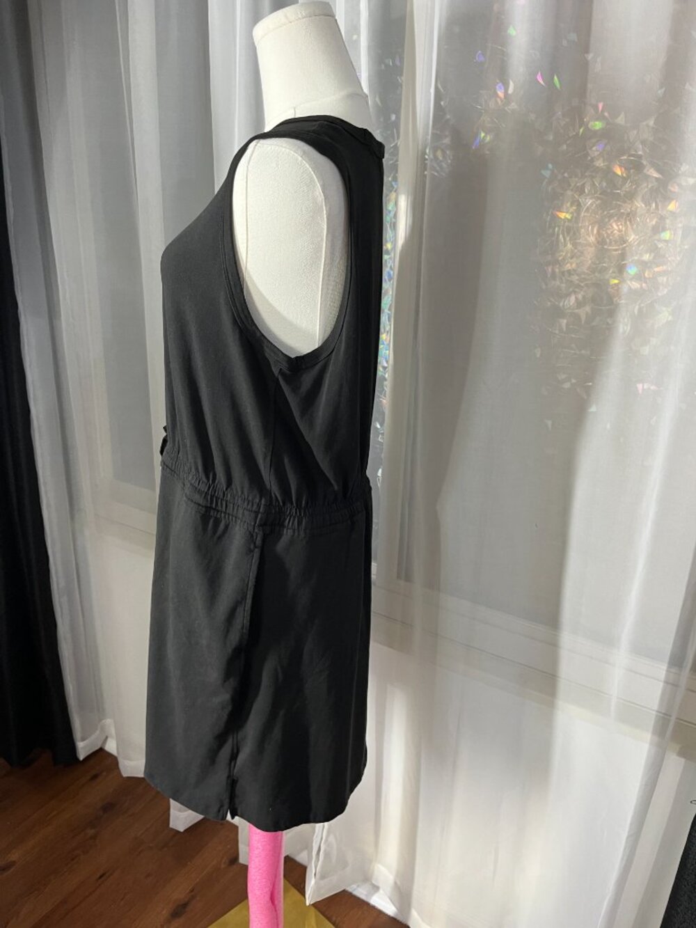 Member’s Mark Black Tank Dress Size L Drawstring Waist Pockets Sleeveless - Picture 7 of 10